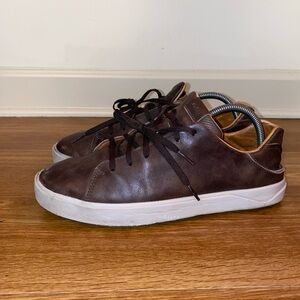 OluKai Shoes Mens Size 10 Brown Lae'ahi Li 'ili Leather Sneakers Dark Java